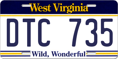 WV license plate DTC735