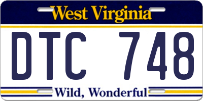 WV license plate DTC748