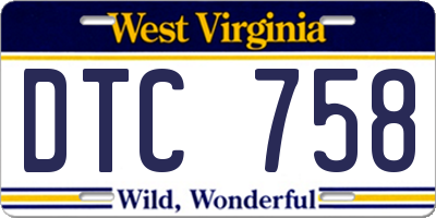 WV license plate DTC758