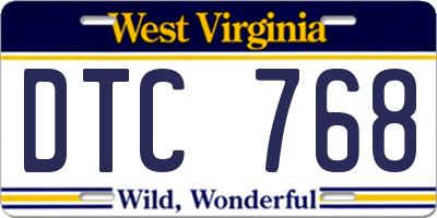 WV license plate DTC768