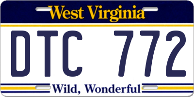 WV license plate DTC772