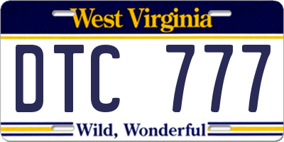 WV license plate DTC777