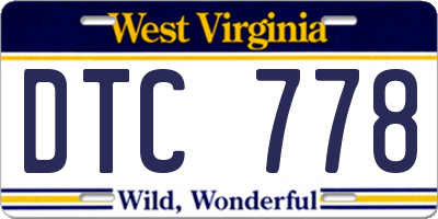 WV license plate DTC778