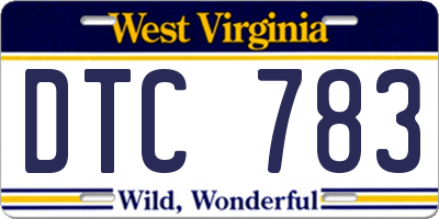 WV license plate DTC783