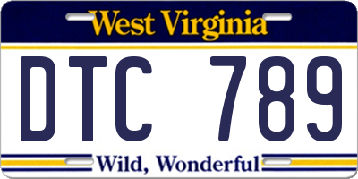 WV license plate DTC789