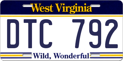 WV license plate DTC792