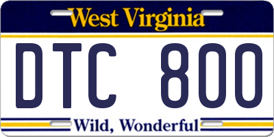 WV license plate DTC800