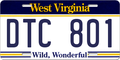 WV license plate DTC801