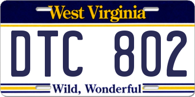 WV license plate DTC802