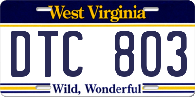 WV license plate DTC803