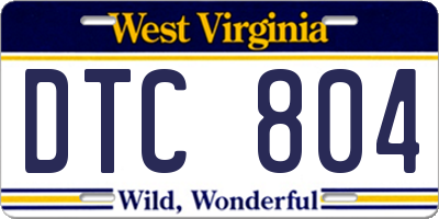 WV license plate DTC804