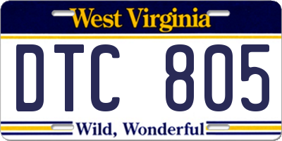 WV license plate DTC805