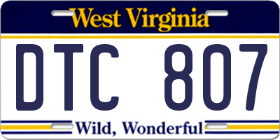 WV license plate DTC807