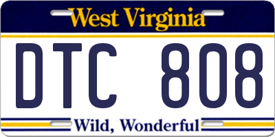 WV license plate DTC808