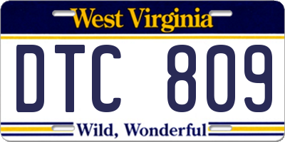WV license plate DTC809