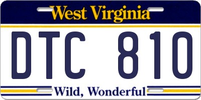 WV license plate DTC810