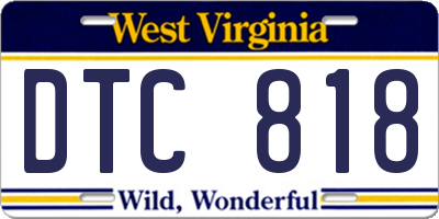 WV license plate DTC818