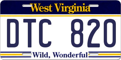 WV license plate DTC820