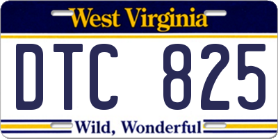 WV license plate DTC825