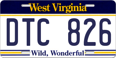 WV license plate DTC826