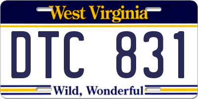 WV license plate DTC831