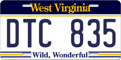 WV license plate DTC835