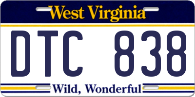 WV license plate DTC838