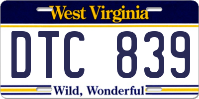 WV license plate DTC839