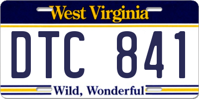 WV license plate DTC841