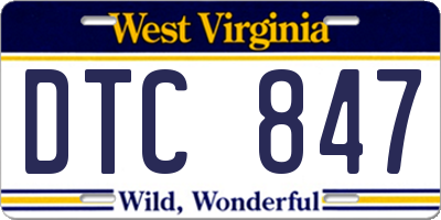 WV license plate DTC847