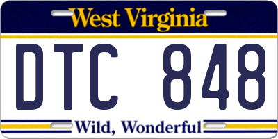 WV license plate DTC848