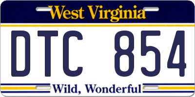 WV license plate DTC854