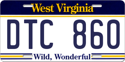 WV license plate DTC860