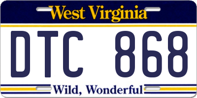 WV license plate DTC868