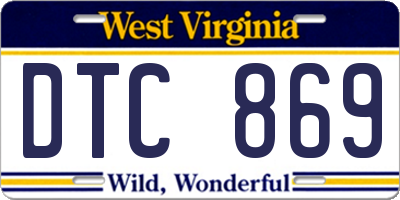 WV license plate DTC869