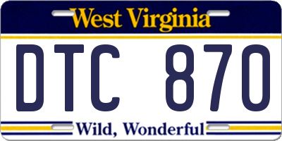 WV license plate DTC870