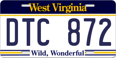 WV license plate DTC872