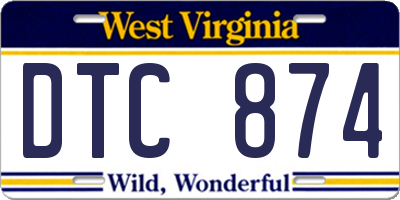 WV license plate DTC874