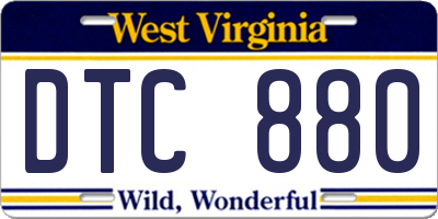 WV license plate DTC880