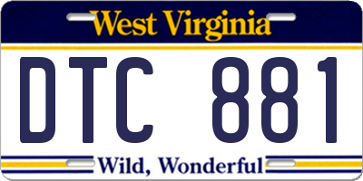 WV license plate DTC881