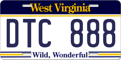 WV license plate DTC888