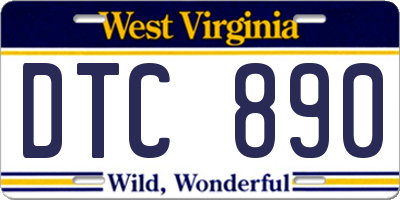 WV license plate DTC890