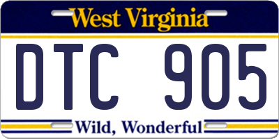 WV license plate DTC905