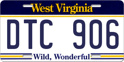 WV license plate DTC906