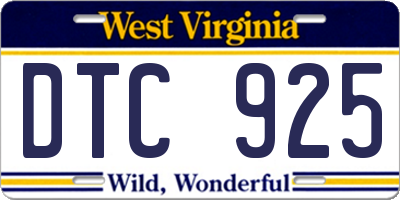 WV license plate DTC925