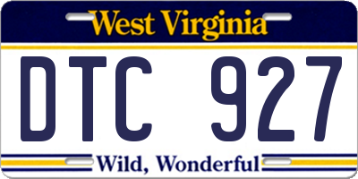 WV license plate DTC927