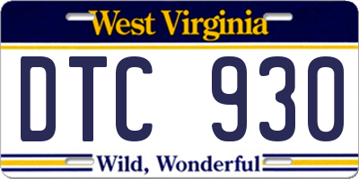 WV license plate DTC930