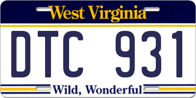 WV license plate DTC931