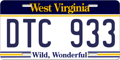 WV license plate DTC933