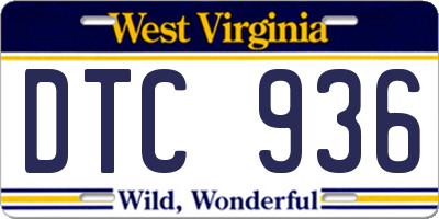 WV license plate DTC936